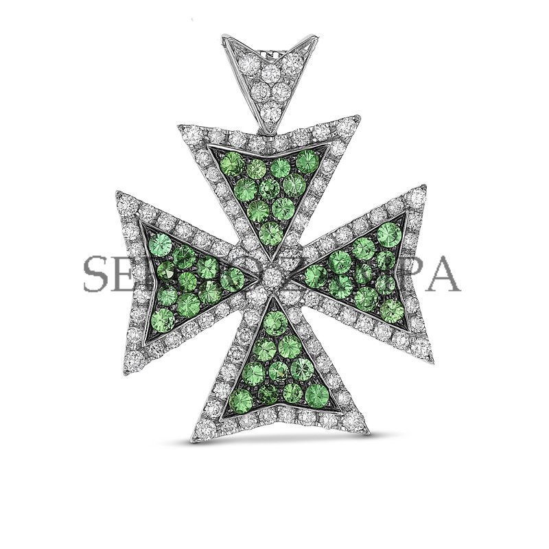 Gioielleria Zampa - Maltese Cross - Emeralds