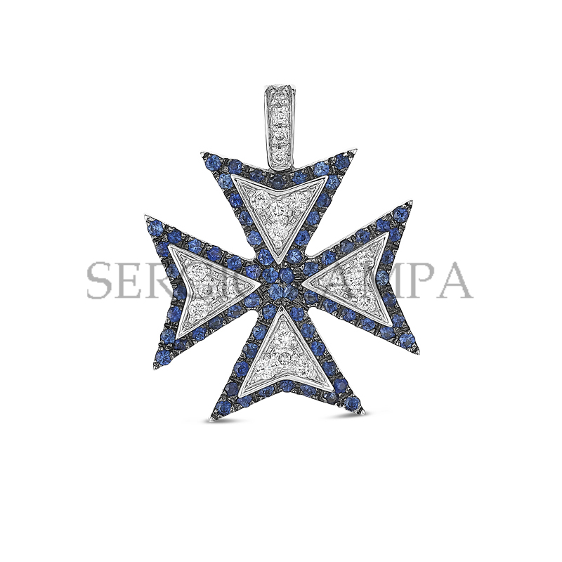 Gioielleria Zampa - Maltese Cross - Blue Sapphires