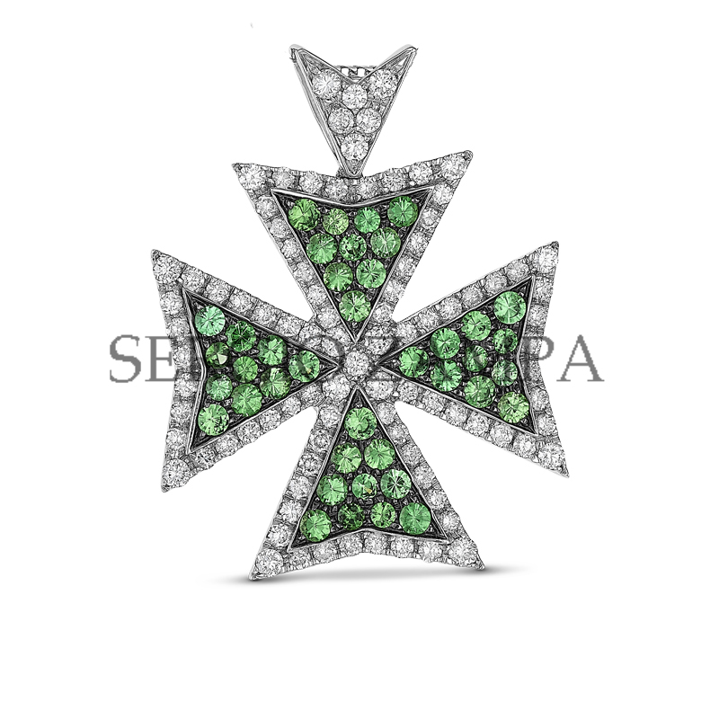 Gioielleria Zampa - Maltese Cross - Emeralds