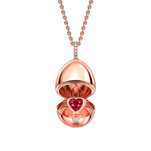 Fabergé Essence Rose Gold Ruby Heart Surprise Locket