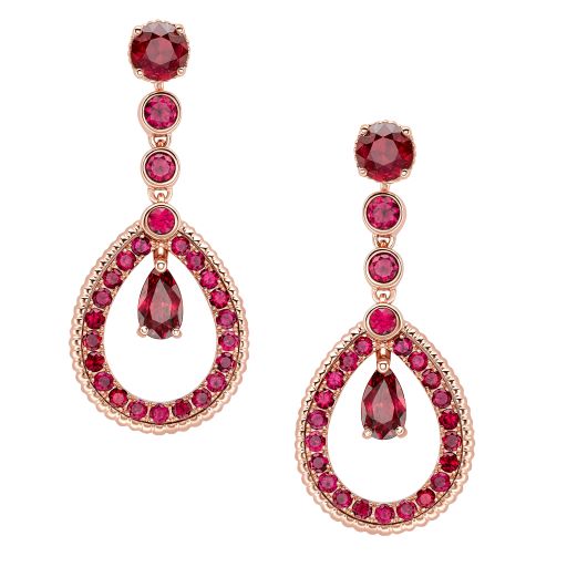 Colours of Love Rose Gold Ruby Teardrop Earrings