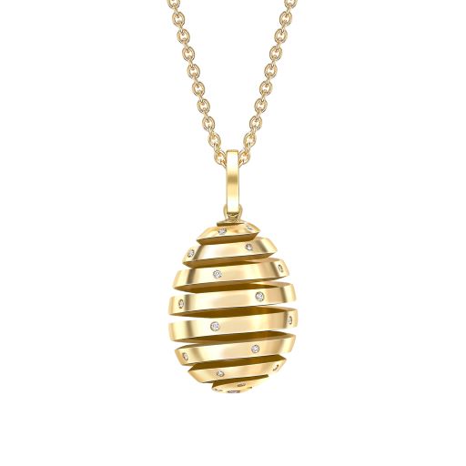 Fabergé Essence Yellow Gold Diamond Set Spiral Egg Pendant