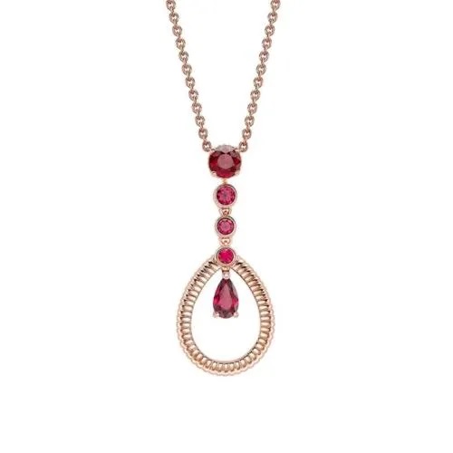 Colours of Love Rose Gold Ruby Fluted Teardrop Pendant