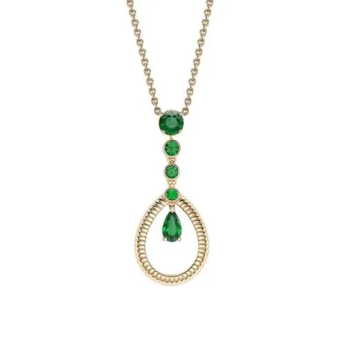 Colours of Love Yellow Gold Emerald Fluted Teardrop Pendant