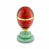 Limited-Edition 18k Yellow Gold Red Guilloché Enamel Egg Objet with Wild Strawberry Surprise