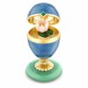Limited-Edition 18k Yellow Gold Blue Guilloché Enamel Egg Objet with Water Lily Surprise