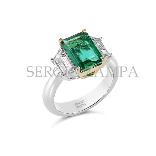Gioielleria Zampa-Elegance-Emerald and Diamonds Ring