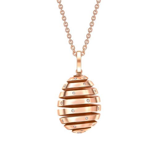 Fabergé Essence Rose Gold Diamond Set Spiral Egg Pendant