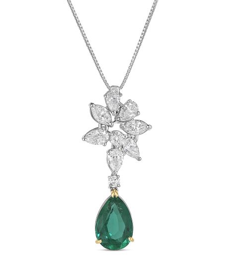 Gioielleria Zampa-Elegance-Emerald and Diamonds Necklace