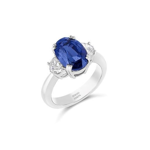 Gioielleria Zampa-Elegance-Blue Sapphire and Diamonds Ring